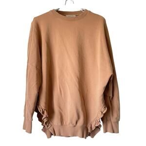 Dorothee Schumacher Ruffled Split Hem Sweatshirt Tan Size Womens Size 2